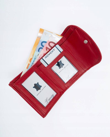 Elegante, kleine Damen-Geldbörse mit Druckknopf aus Leder – Rovicky