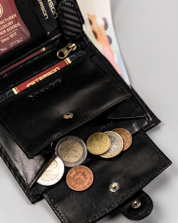 Herren Geldbörse aus Leder für Karten mit Carbon-Design – Peterson