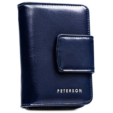 Dunkelblaue Damen Geldbörse aus Öko-Leder mit RFID-Schutz – Peterson