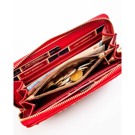 Modische Damen Geldbörse in Rot mit geräumigem Innenraum und Reißverschluss – Peterson