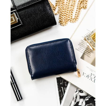 Kleine dunkelblaue Damen Geldbörse aus Öko-Leder mit RFID-Schutz – Peterson