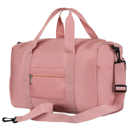 Rosa Wochenendtasche aus Polyester mit Außentaschen – Peterson