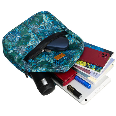 Damen Rucksack in Grün-Blau mit Außentasche – Rovicky