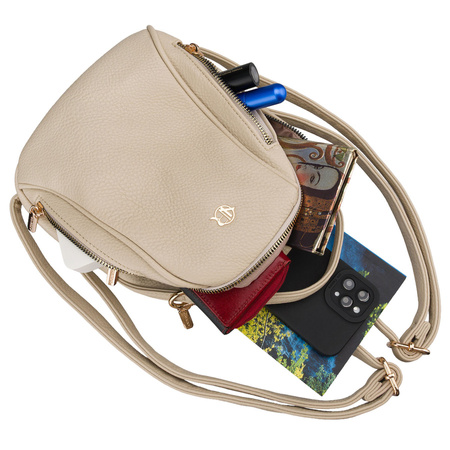 Kleiner Damen-Rucksack aus Öko-Leder in Hellbeige – Rovicky