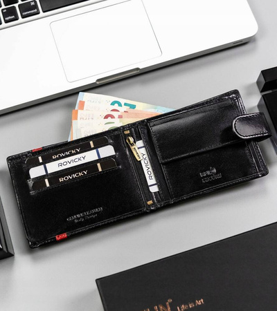 Herren Geldbörse aus Leder mit RFID-System – Rovicky