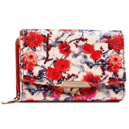 Modische, farbige Damen-Geldbörse aus Öko-Leder mit Blumenmuster - Peterson