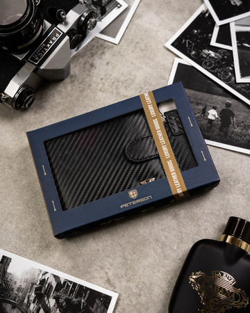 Herren Carbon-Set mit Geldbörse und Schlüsselanhänger – Peterson