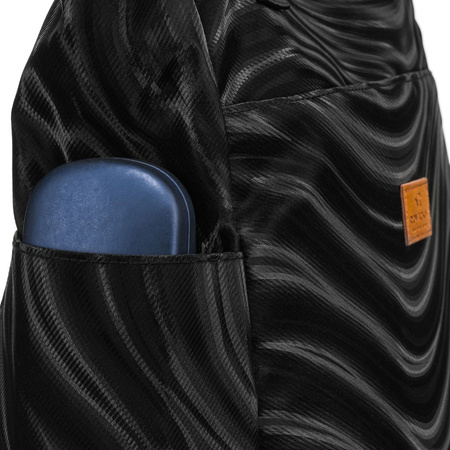 Großer Damen-Shopper aus Polyester in Schwarz mit Wellenmuster – Rovicky