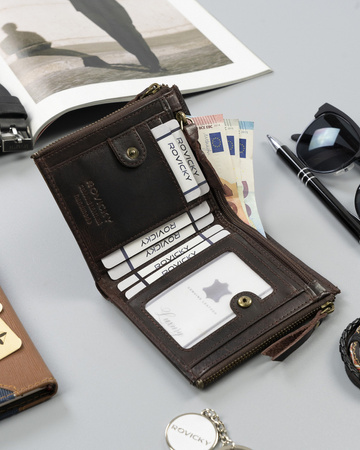 Große Retro Herren Geldbörse mit zwei Münzfächern – Rovicky