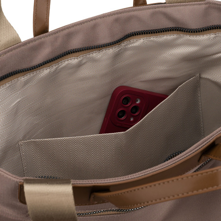 Beige Damen-Shopper mit Henkeln und abnehmbarem Gürtel - Peterson