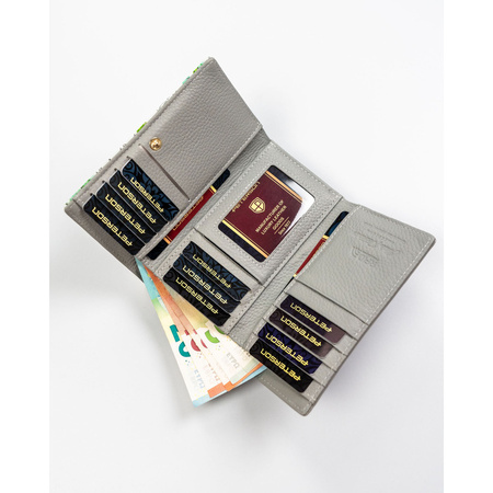 Stilvolle, mehrfarbige Damen Geldbörse aus echtem Leder mit Bügelverschluss und RFID-Schutz – Peterson