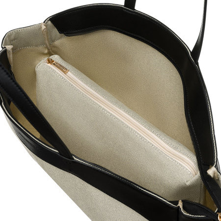 Städtische Damen Tasche aus Echtleder und Polyamidfaser in Beige-Schwarz – Peterson