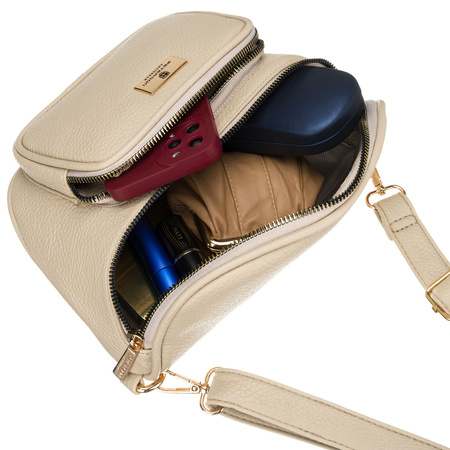 Beige Damen-Gürteltasche aus Öko-Leder mit Reißverschluss, ein Hauptfach – Peterson