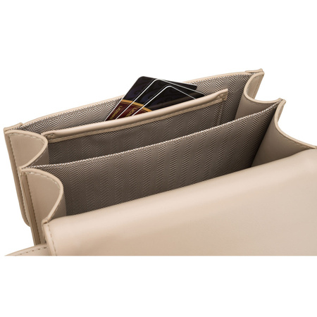 Damen-Umhängetasche aus Kunststoff in Beige mit Magnetverschluss – Peterson