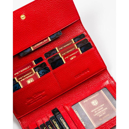 Lackierte, große Damen Geldbörse in Rot mit RFID-Schutz – Peterson