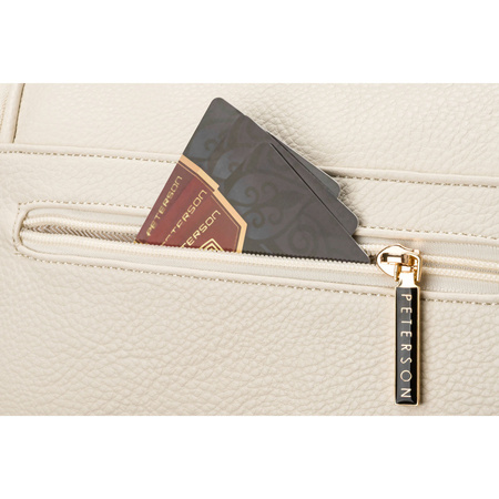 Damen-Gürteltasche aus Öko-Leder in hellem Beigeton mit Reißverschluss – Peterson