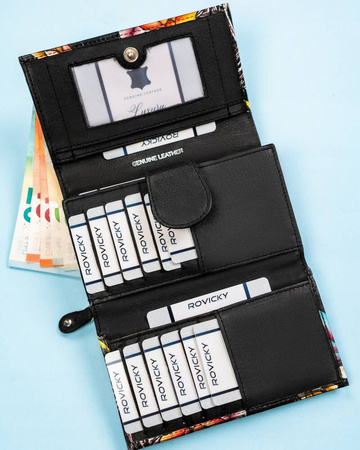 Geräumige Damen Geldbörse aus Leder mit Druckknopf – Rovicky