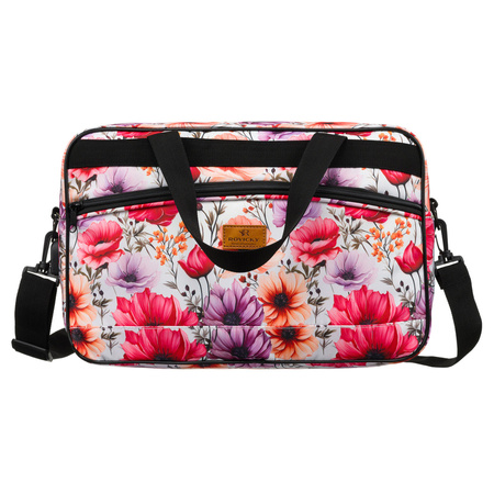 Mehrfarbige Reisetasche aus strapazierfähigem Polyester mit USB-Anschluss und Pflanzenmuster – Rovicky