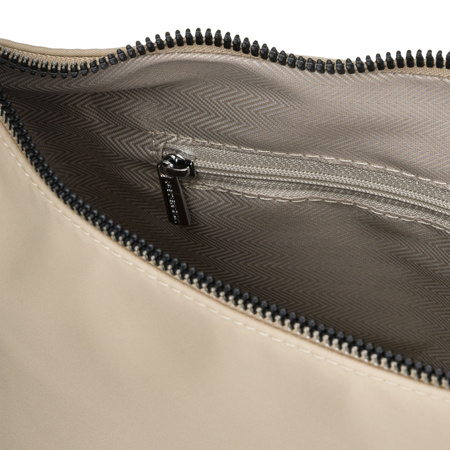 Damen-Umhängetasche aus Polyester in Beige, ein Hauptfach mit einer Außentasche - Peterson