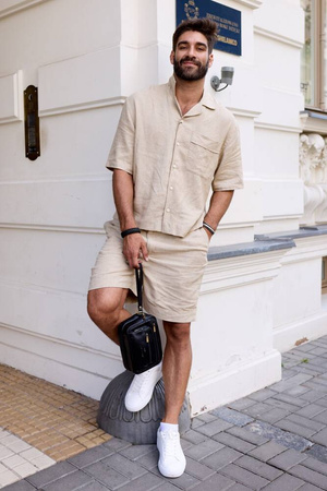 Zweifach unterteilte Herren Umhängetasche aus Leder – Peterson