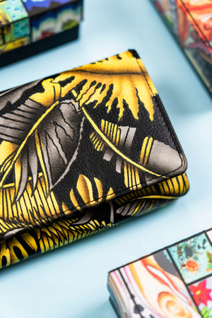 Große Damen Geldbörse aus Leder mit Druckknopf – Rovicky