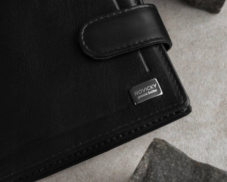 Herren Geldbörse aus Echtleder mit RFID-Schutz und Druckknopf – Rovicky