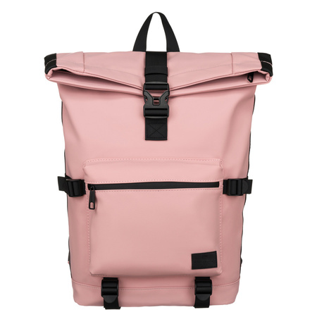 Rosa Sport-Rolltop-Rucksack mit Schnalle und Reißverschluss – Peterson