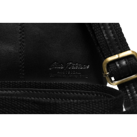 Elegante Herren-Umhängetasche aus Naturleder in Schwarz mit Reißverschluss und Etui-Set – Peterson