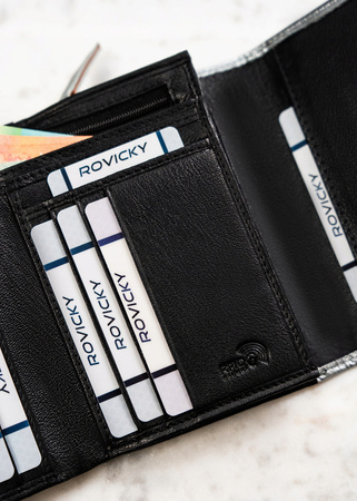 Damen Geldbörse aus echtem Leder mit Druckknopf – Rovicky