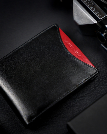 Schlanke Herren Geldbörse aus Glattleder mit Reißverschlussfach – Rovicky