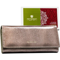 Graue Damen Geldbörse aus lackiertem Echtleder mit Druckknopf – Peterson