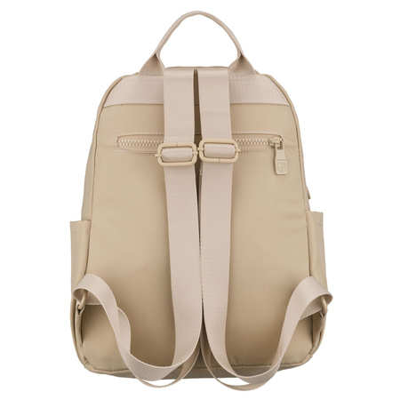 Kleiner Damen-Rucksack aus Polyester in Ecru, ein Hauptfach mit Außentasche - Peterson