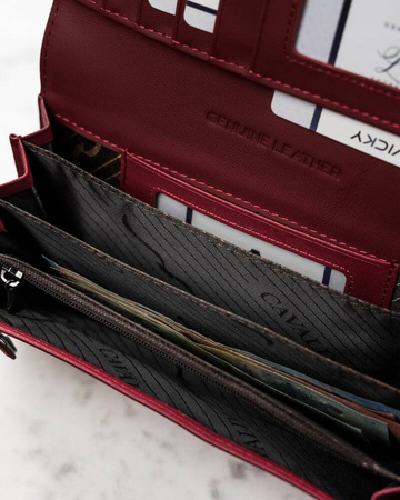 Große Damen Geldbörse aus echtem Leder mit Druckknopf – 4U Cavaldi