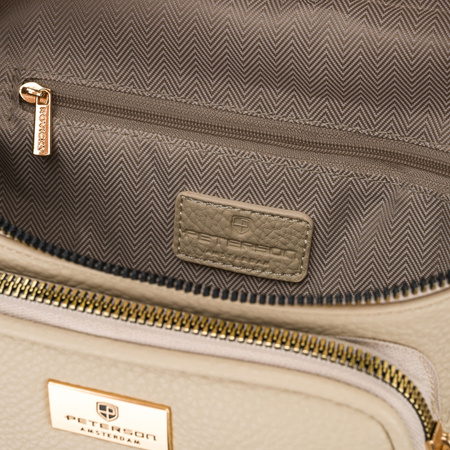 Beige Damen-Gürteltasche aus Öko-Leder mit Reißverschluss, ein Hauptfach – Peterson