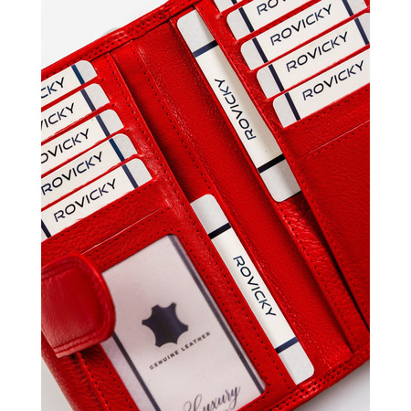 Große rote Damen Geldbörse aus Leder mit Reißverschlussfach – Rovicky