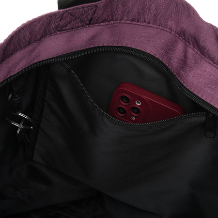 Damen-Shopper in violetter Farbe, einteilig und mit Reißverschluss geschlossen mit Außentasche - Rovicky