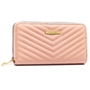 Rosa, große Damen-Geldbörse aus Öko-Leder im Fischgrätmuster mit Reißverschluss - 4U Cavaldi