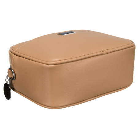 Beige Damen City-Umhängetasche aus Öko-Leder mit zwei Schulterriemen im Crossbody-Stil – Peterson