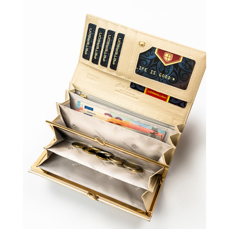 Beige Damen-Geldbörse aus Natur- und Öko-Leder im geflochtenen Muster – Peterson