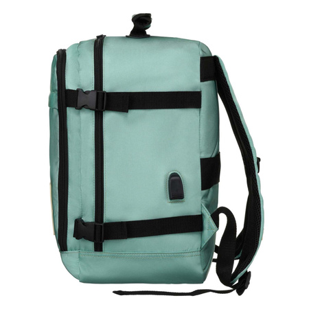 Türkiser Reiserucksack mit zwei Fächern, Koffergurt und USB-Anschluss – Peterson