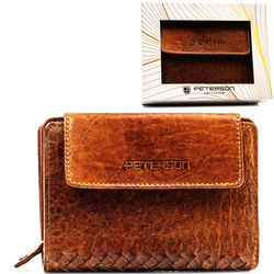 Damen Geldbörse aus Leder mit Druckknopf und RFID – Peterson