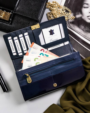 Damen Geldbörse aus Lackleder mit Druckknopfverschluss – Rovicky