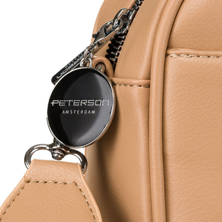 Beige Damen City-Umhängetasche aus Öko-Leder mit zwei Schulterriemen im Crossbody-Stil – Peterson