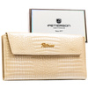 Horizontale Damen-Geldbörse aus Öko-Leder in Beige mit Krokodil-Prägung – Peterson
