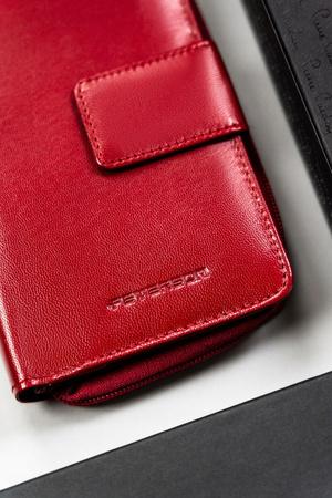 Großer Damen Geldbörse mit Druckknopf aus Leder – Peterson