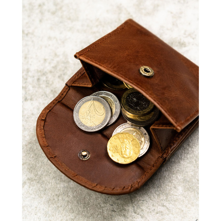 Kleine und schlanke Herren-Geldbörse aus Leder in Braun mit Druckknopfverschluss – Rovicky