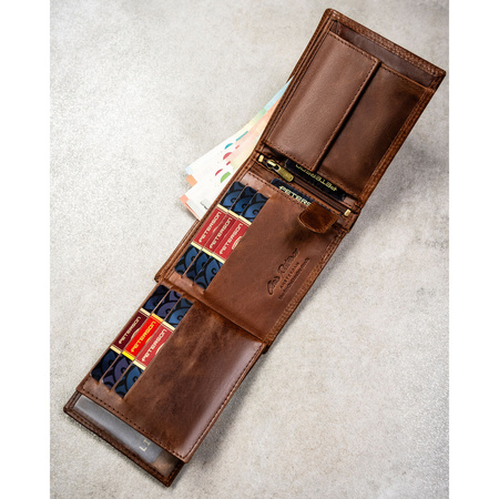 Große braune Herren-Geldbörse aus Leder mit RFID-System - Peterson