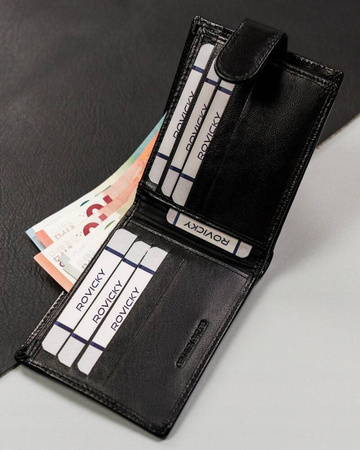 Elegante Herren Geldbörse aus echtem Leder mit Druckknopf – Rovicky