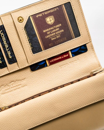 Praktische Damen Geldbörse in Beige mit RFID-Schutz – Peterson