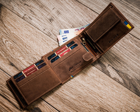 Nubuk Herren Geldbörse mit ukrainischem Wappen – Peterson